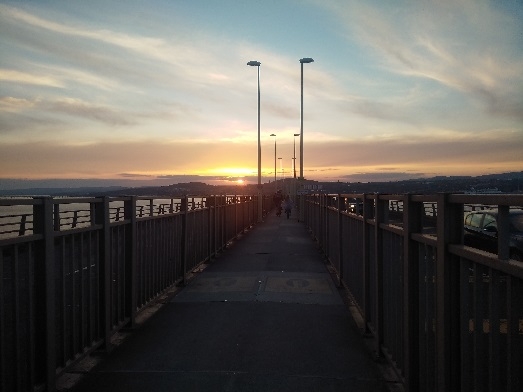 Sonnenuntergang über der Tay Road Bridge